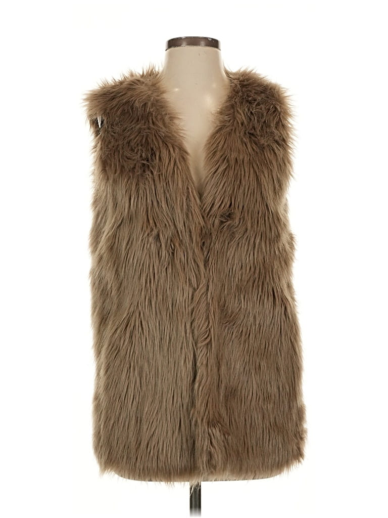 Pre-owned Unbranded Faux Fur Vest In Brown