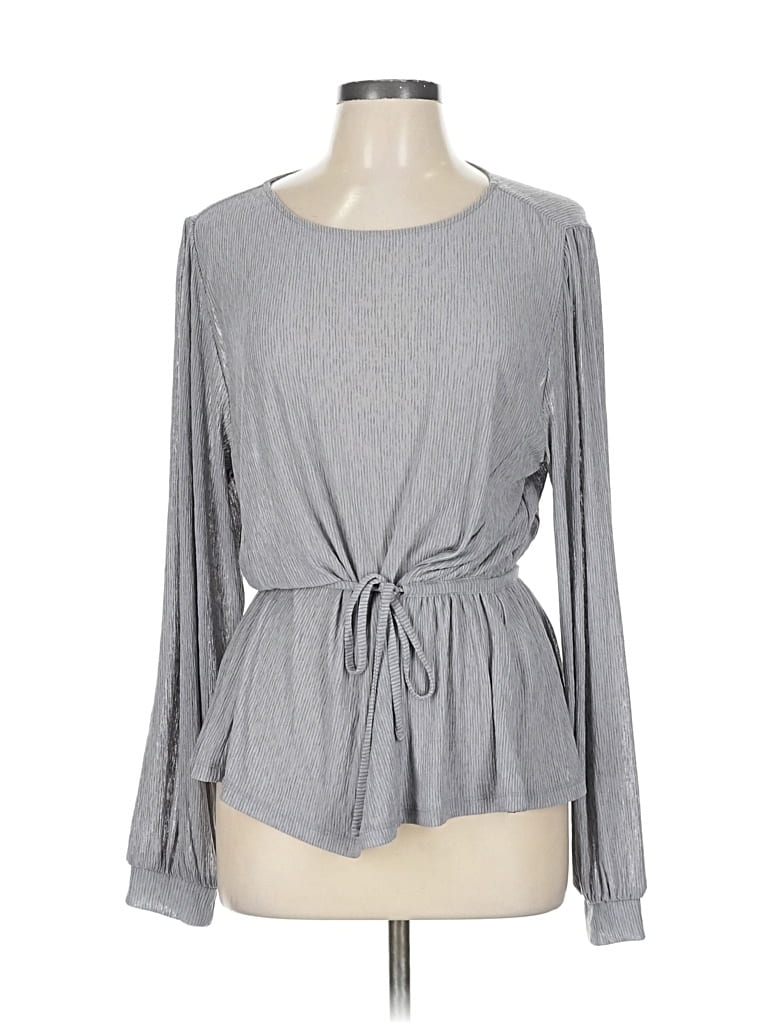 Banana Republic Factory Store Long Sleeve Top Gray Keyhole Neckline Tops