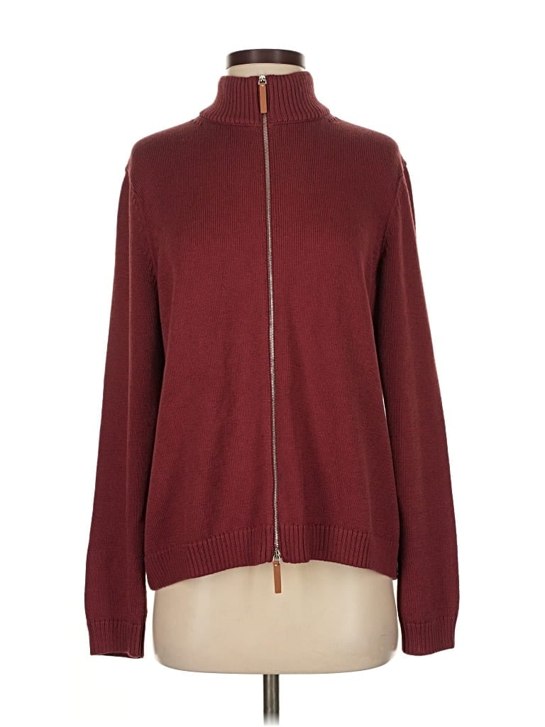 Pre-owned Lafayette 148 Cardigan Sweater In Burgundy