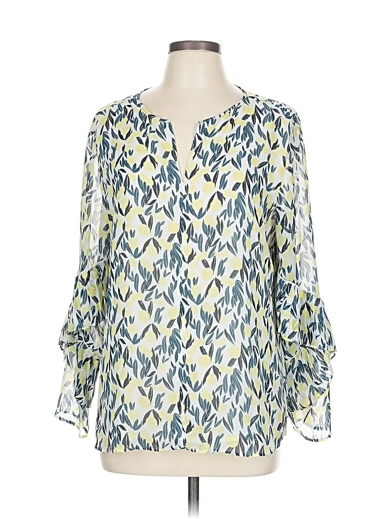 Pre-owned Ann Taylor Factory 3/4 Sleeve Blouse In Blue