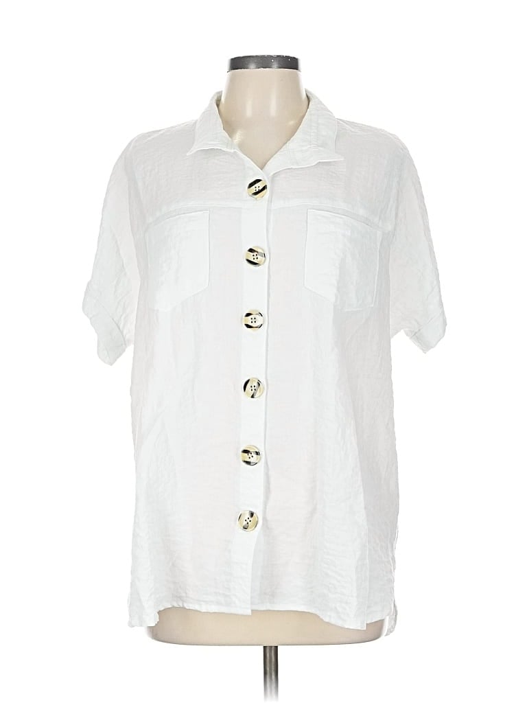 Pre-owned John Mark Short Sleeve Button Down Shirt In White