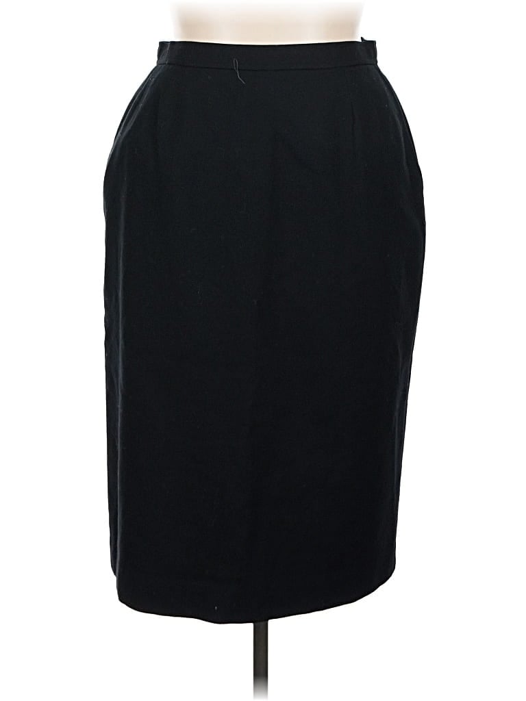 Pre-owned Evan Picone Wool Skirt In Black