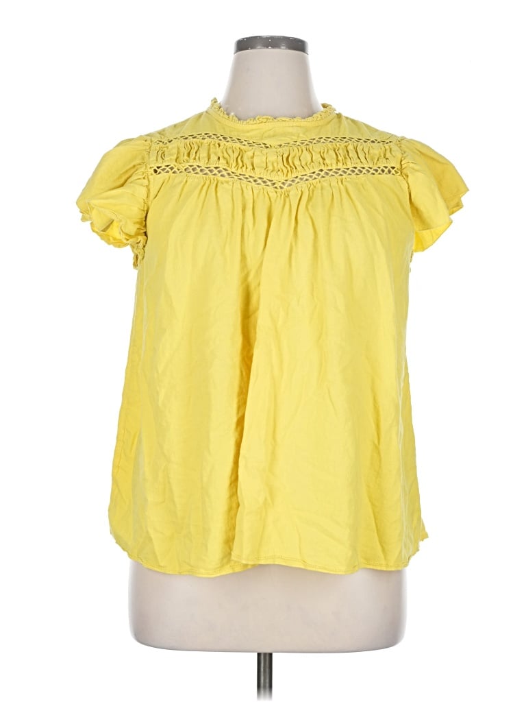 Pre-owned Lane Bryant Short Sleeve Blouse In Yellow