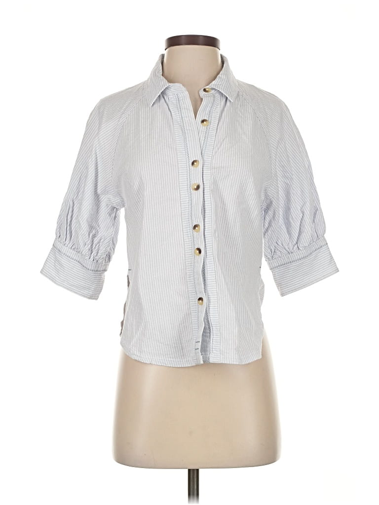 Pre-owned We The Free 3/4 Sleeve Button Down Shirt In Gray