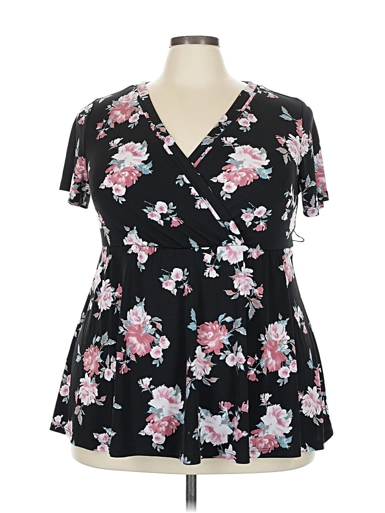 Pre-owned Torrid Short Sleeve Blouse In Black
