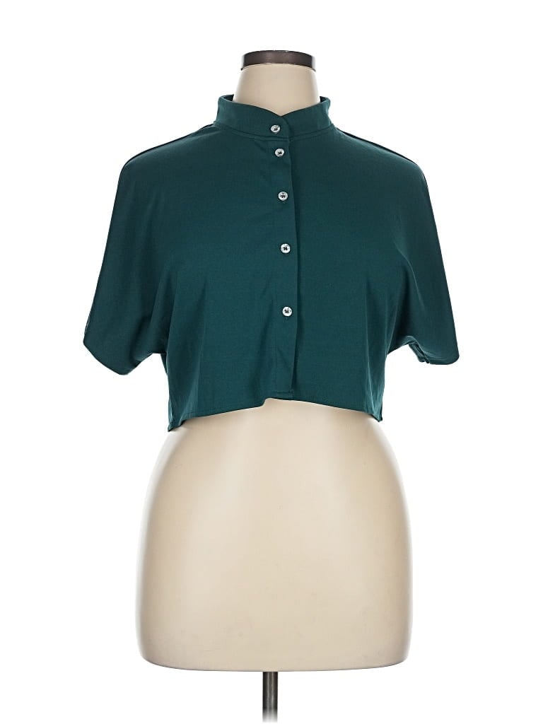 Pre-owned Unbranded Short Sleeve Blouse In Blue