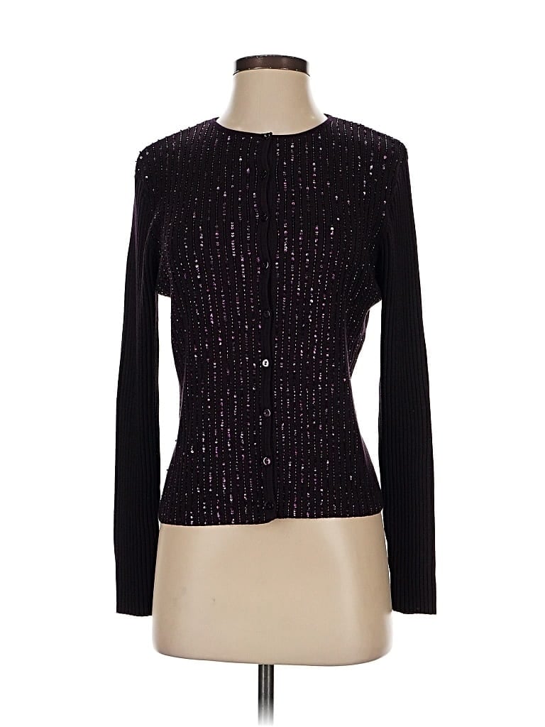 Pre-owned Carlisle Silk Cardigan Sweater In Black
