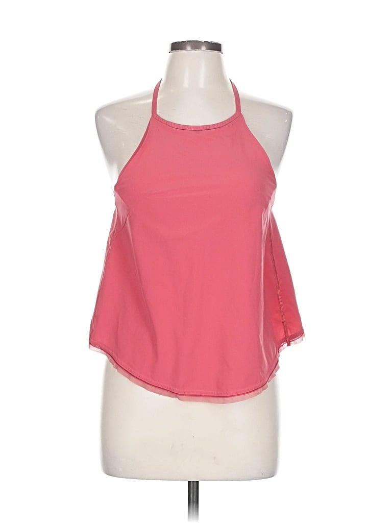 Pre-owned Lululemon Athletica Sleeveless Top Orange Halter Neckline Tops