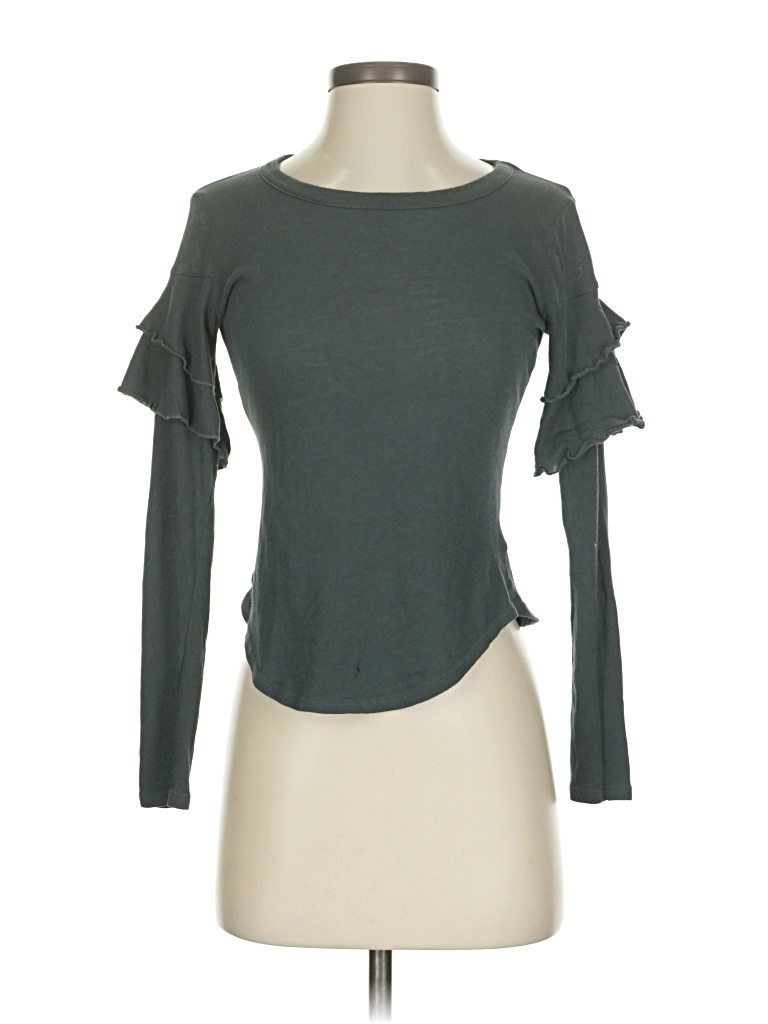 Pre-owned Chaser Long Sleeve Top Green Keyhole Neckline Tops