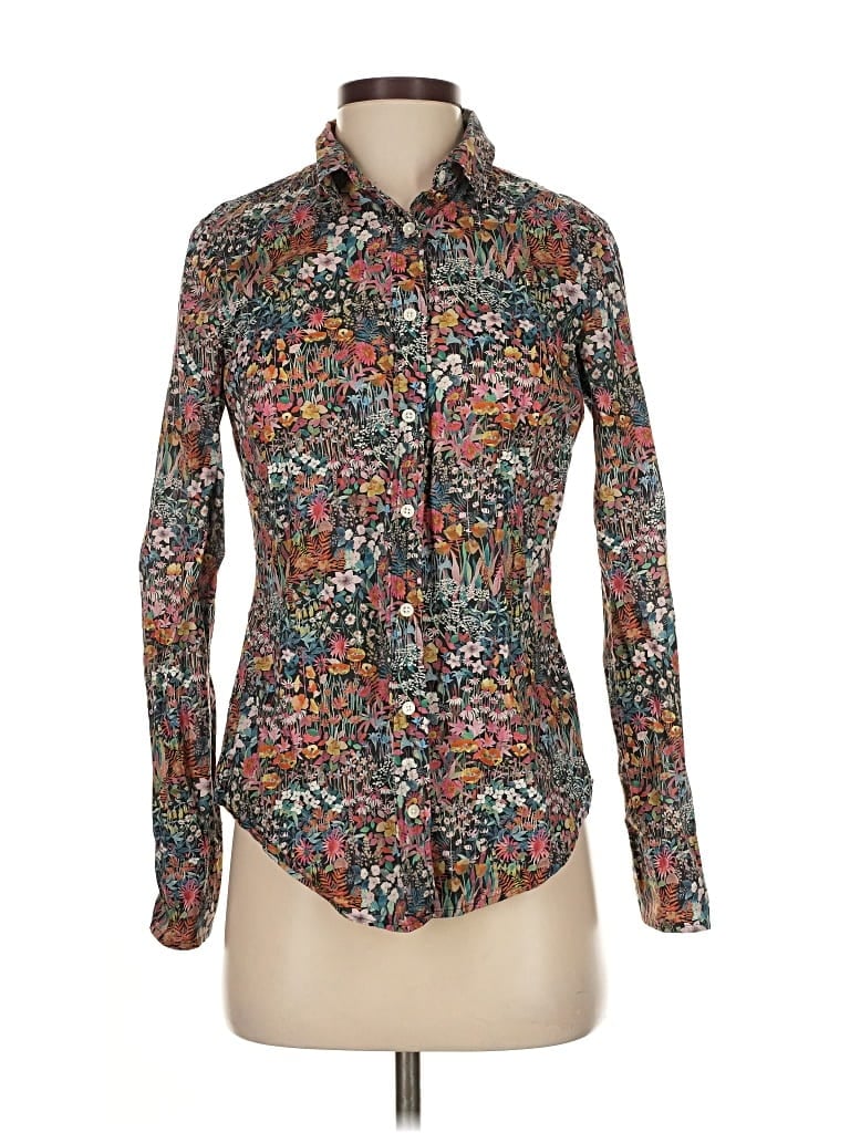 Pre-owned Liberty Art Fabrics For J.crew Long Sleeve Button Down Shirt In Black