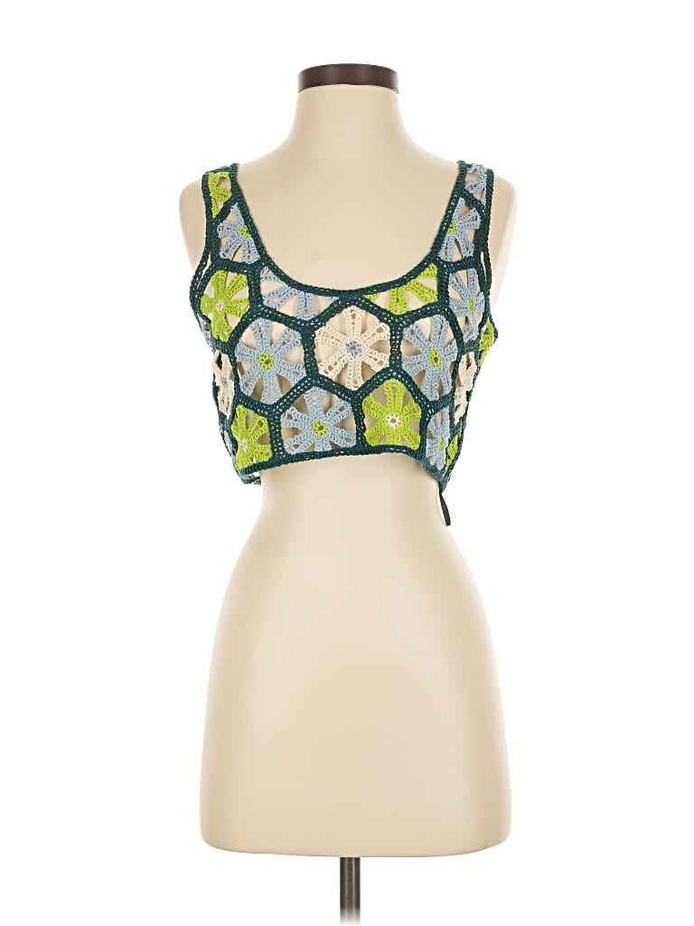 Zara Tank Top Green Square Neckline Tops