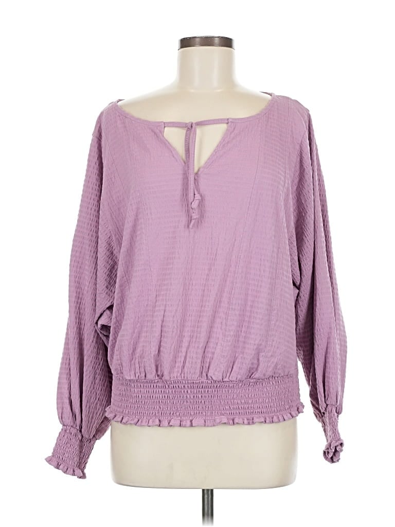 Pre-owned By Anthropologie Long Sleeve Blouse In Purple