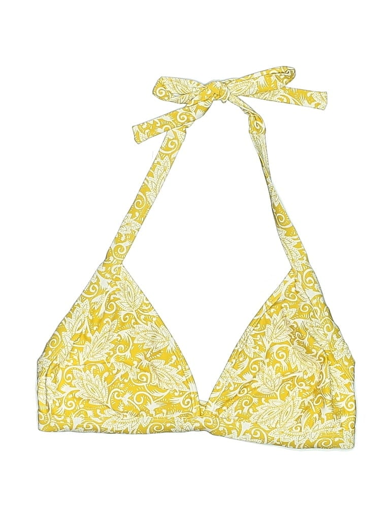 Pre-owned Loft Beach Swimsuit Top Yellow Paisley Pattern Swimwear