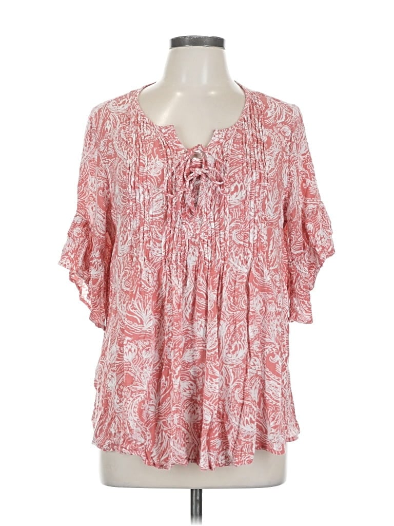 Pre-owned Style & Co Short Sleeve Blouse In Pink