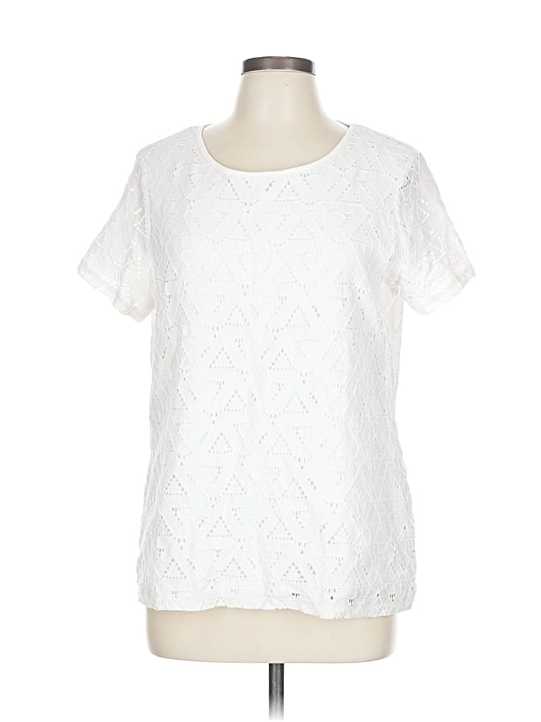 Pre-owned Marc New York Andrew Marc Short Sleeve Top White Crew Neck Tops