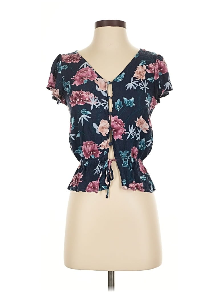 Pre-owned Aéropostale Short Sleeve Blouse In Blue