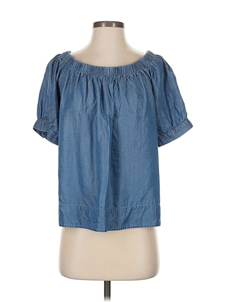 Pre-owned Broome Street Kate Spade New York Short Sleeve Blouse In Blue