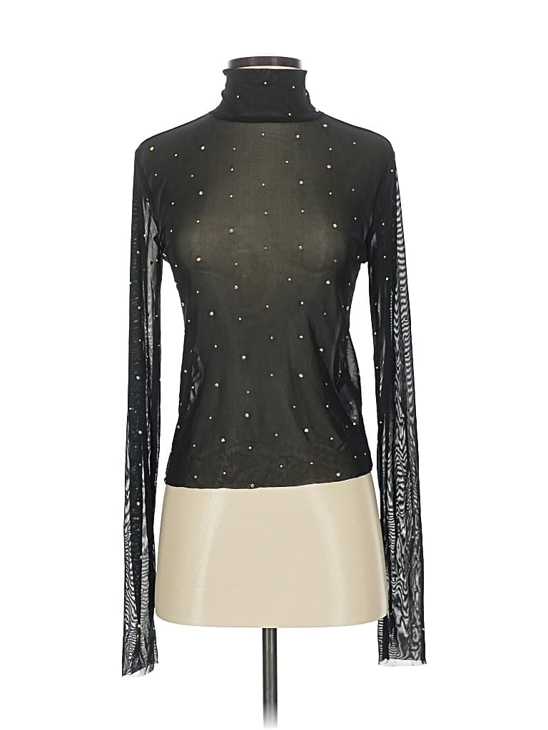 Pre-owned Wild Fable Long Sleeve Top Black Turtleneck Tops