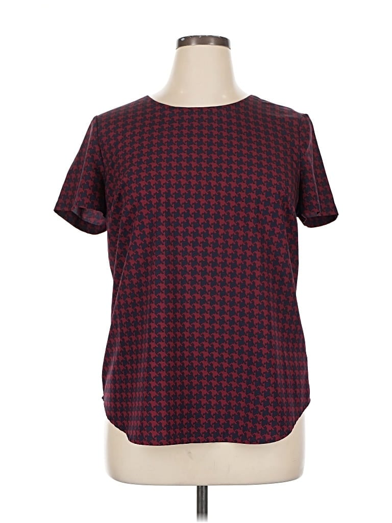 Pre-owned Merona Short Sleeve Blouse In Burgundy