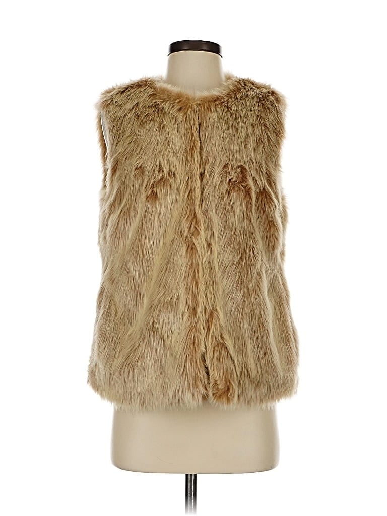 Pre-owned Orvis Faux Fur Vest In Gold