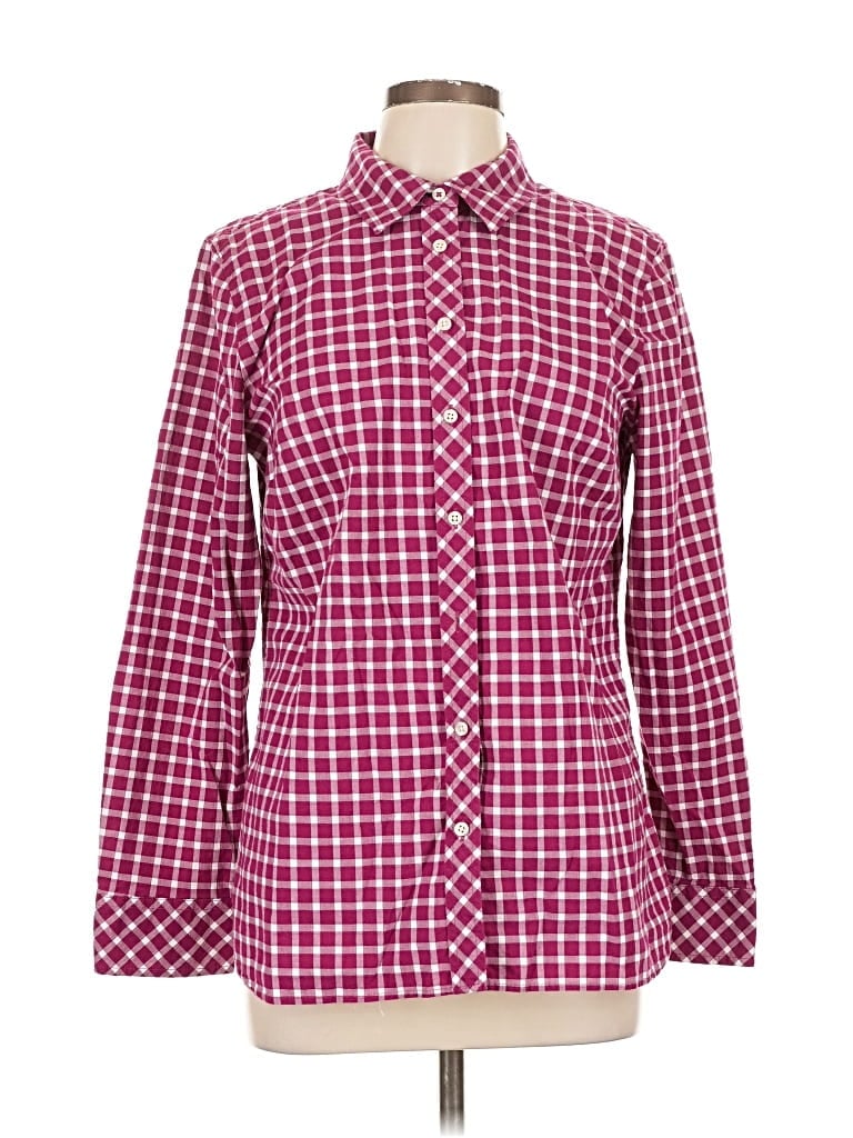 Pre-owned Talbots Long Sleeve Button Down Shirt In Burgundy