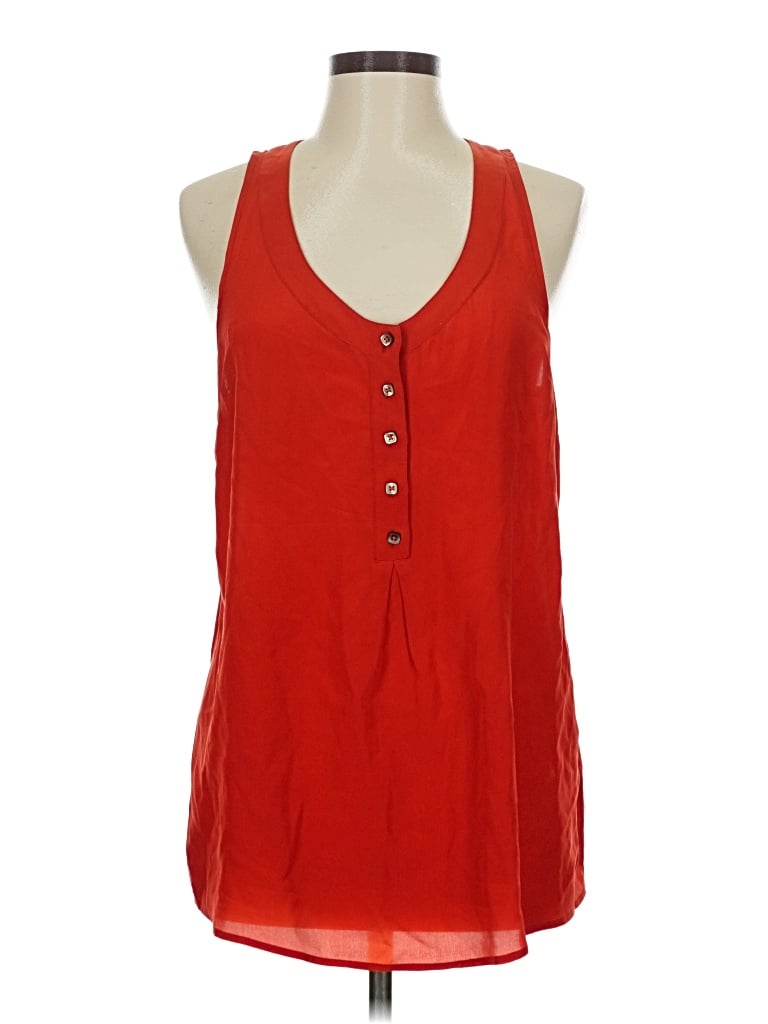 Pre-owned Odille Sleeveless Silk Top Red Halter Neckline Tops