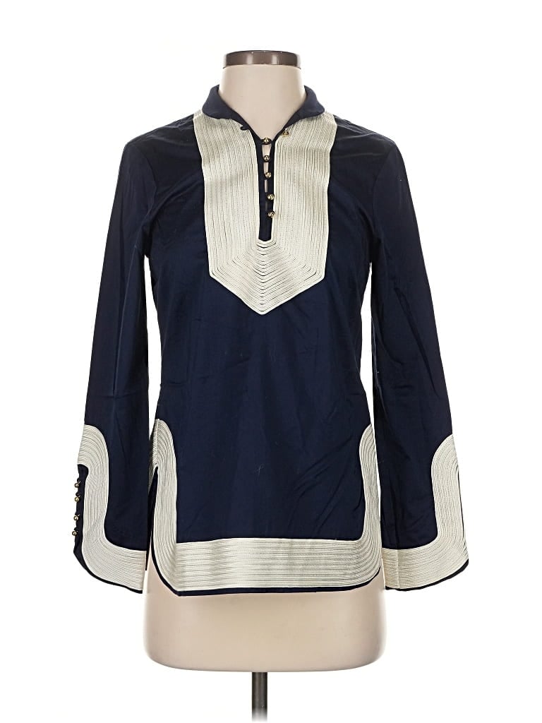 Pre-owned Elizabeth Mckay Long Sleeve Blouse In Blue