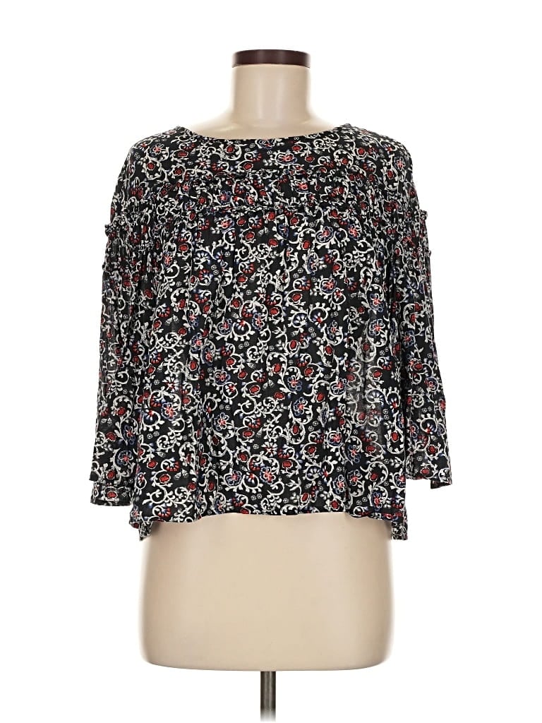 Pre-owned Gap 3/4 Sleeve Blouse In Black