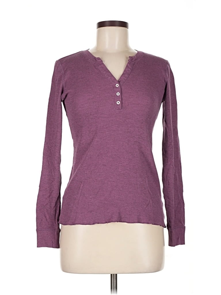 Pre-owned Eastern Mountain Sports Long Sleeve Henley Shirt In Purple