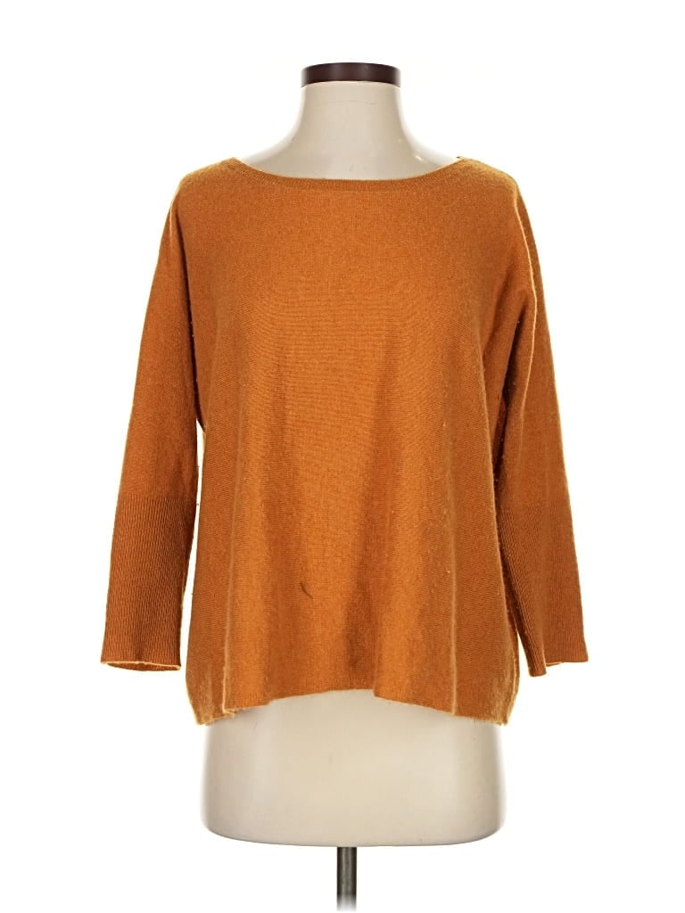 Pre-owned Garnet Hill Cashmere Pullover Sweater In Orange