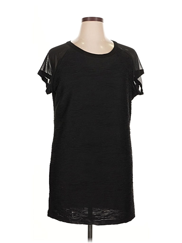 Pre-owned Simplee Short Sleeve Top Black Keyhole Neckline Tops