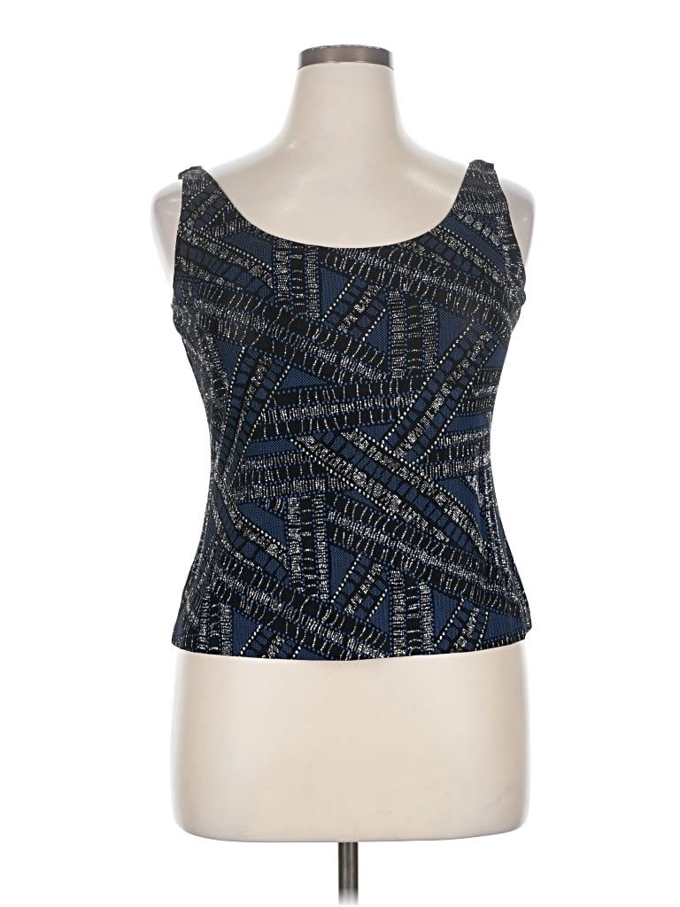 Pre-owned Alex Evenings Sleeveless Top Blue Square Neckline Tops
