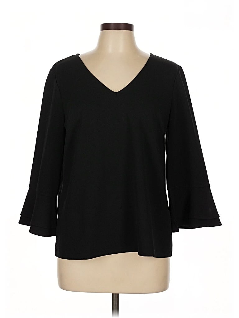 Pre-owned Ann Taylor 3/4 Sleeve Top Black V Neck Tops