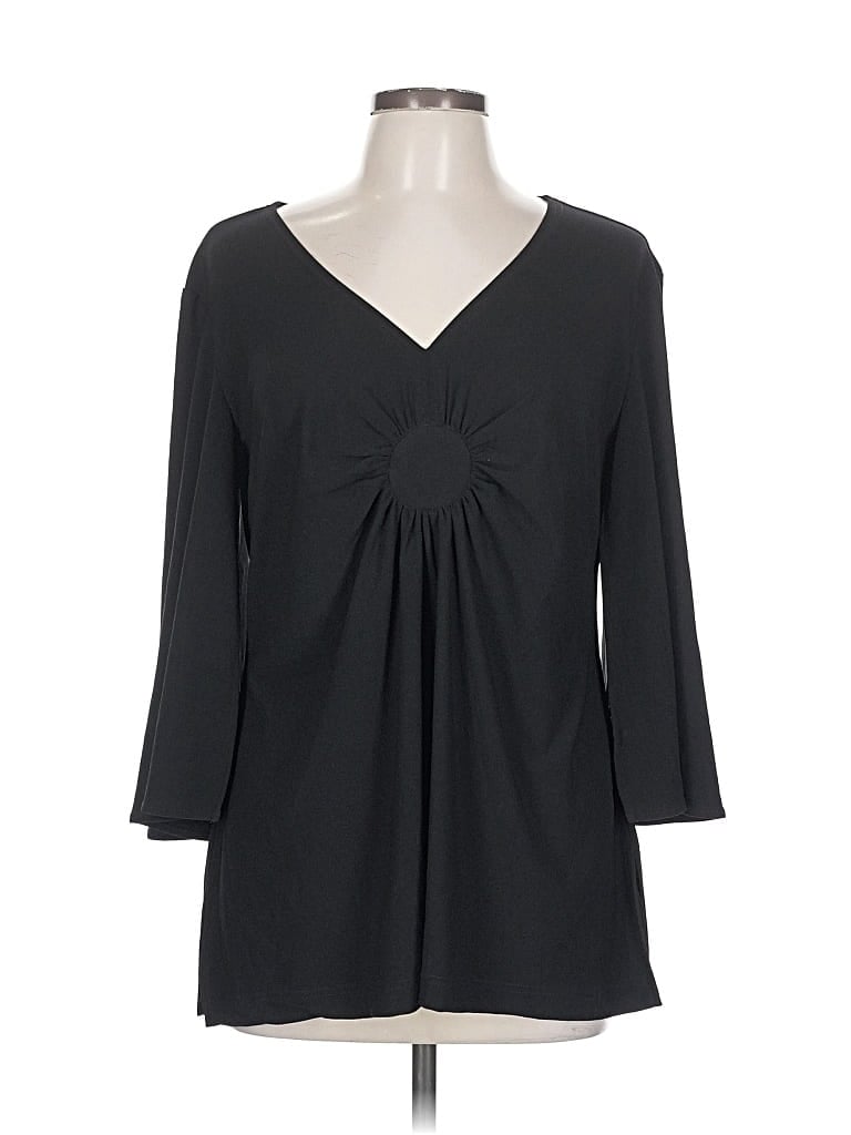 Pre-owned Coldwater Creek 3/4 Sleeve Top Black Sweetheart Neckline Tops