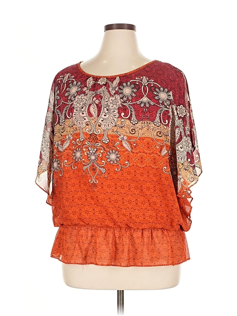 Pre-owned Dressbarn Short Sleeve Blouse In Orange