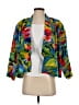 CHAR 100% Silk Tropical Blue Teal Silk Blazer Size 4 - photo 1