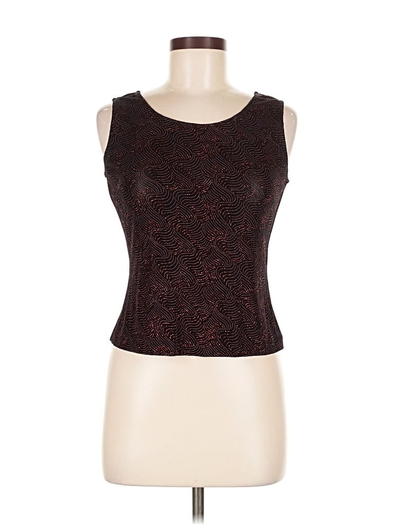 Pre-owned Xscape By Joanna Chen Sleeveless Top Brown Scoop Neck Tops