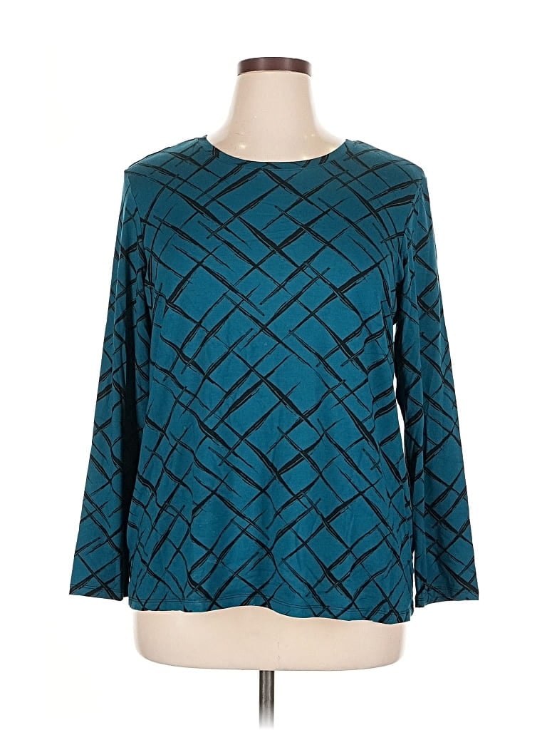 Pre-owned Chico's Long Sleeve T-shirt In Blue