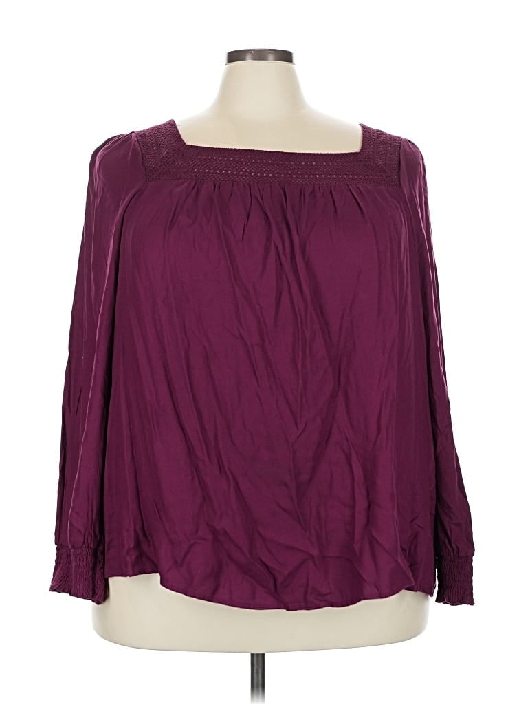Pre-owned Lane Bryant 3/4 Sleeve Blouse In Burgundy