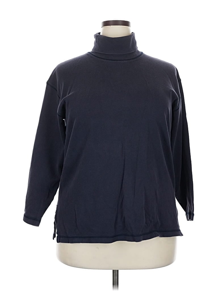 Pre-owned Jones New York Sport 3/4 Sleeve Top Blue Turtleneck Tops