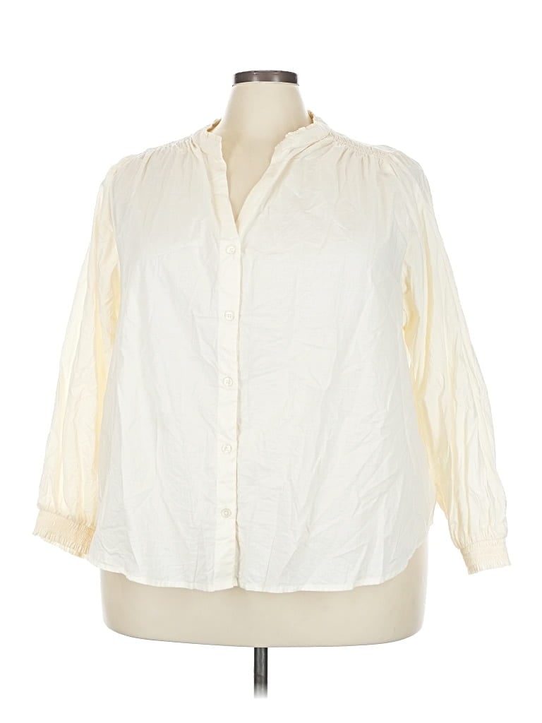 Pre-owned Jessica Simpson 3/4 Sleeve Button Down Shirt In White