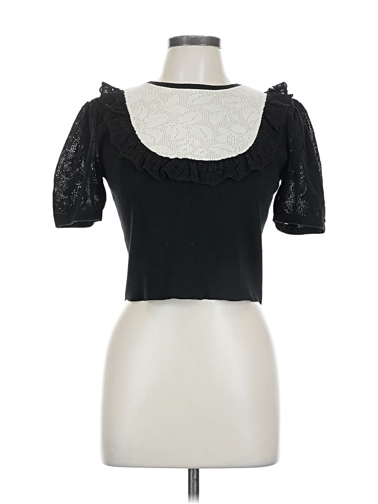 Pre-owned Zara Short Sleeve Top Black Sweetheart Neckline Tops