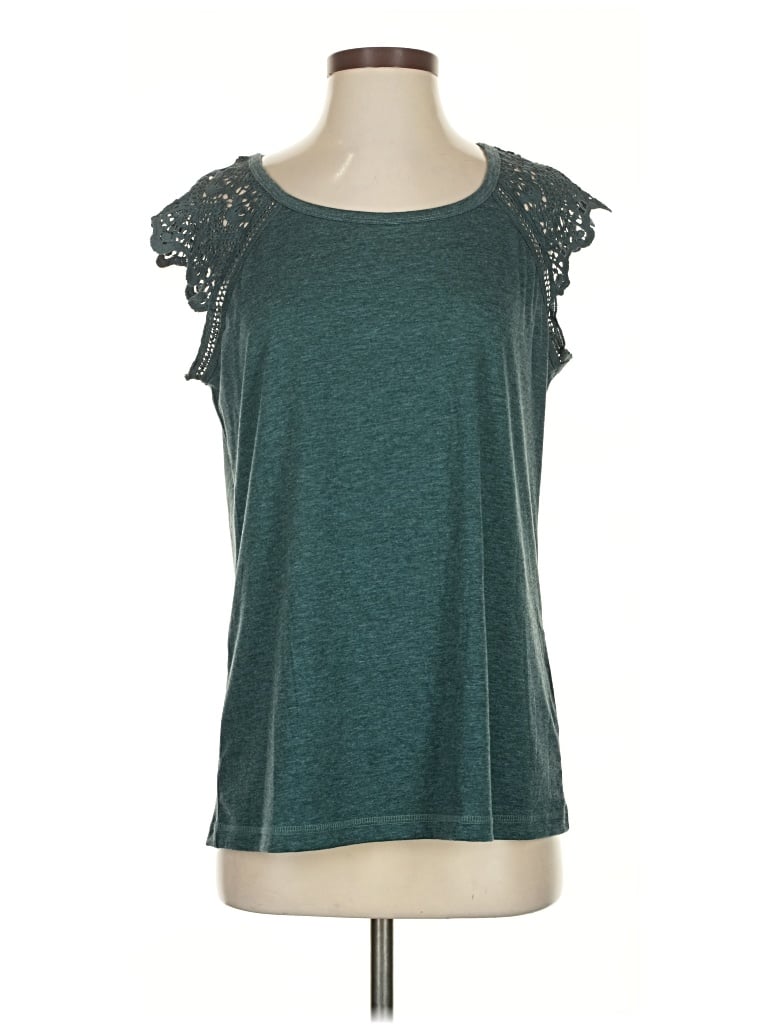 Pre-owned Automet Short Sleeve Top Teal Scoop Neck Tops In Blue