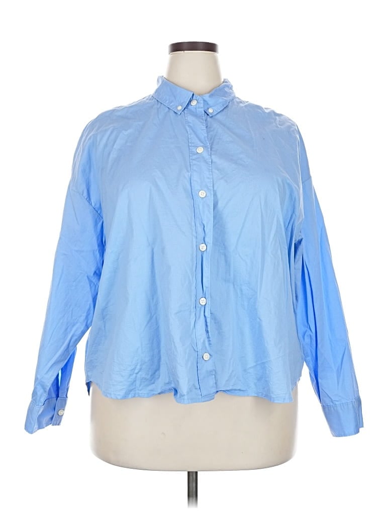 Pre-owned Old Navy Long Sleeve Button Down Shirt In Blue