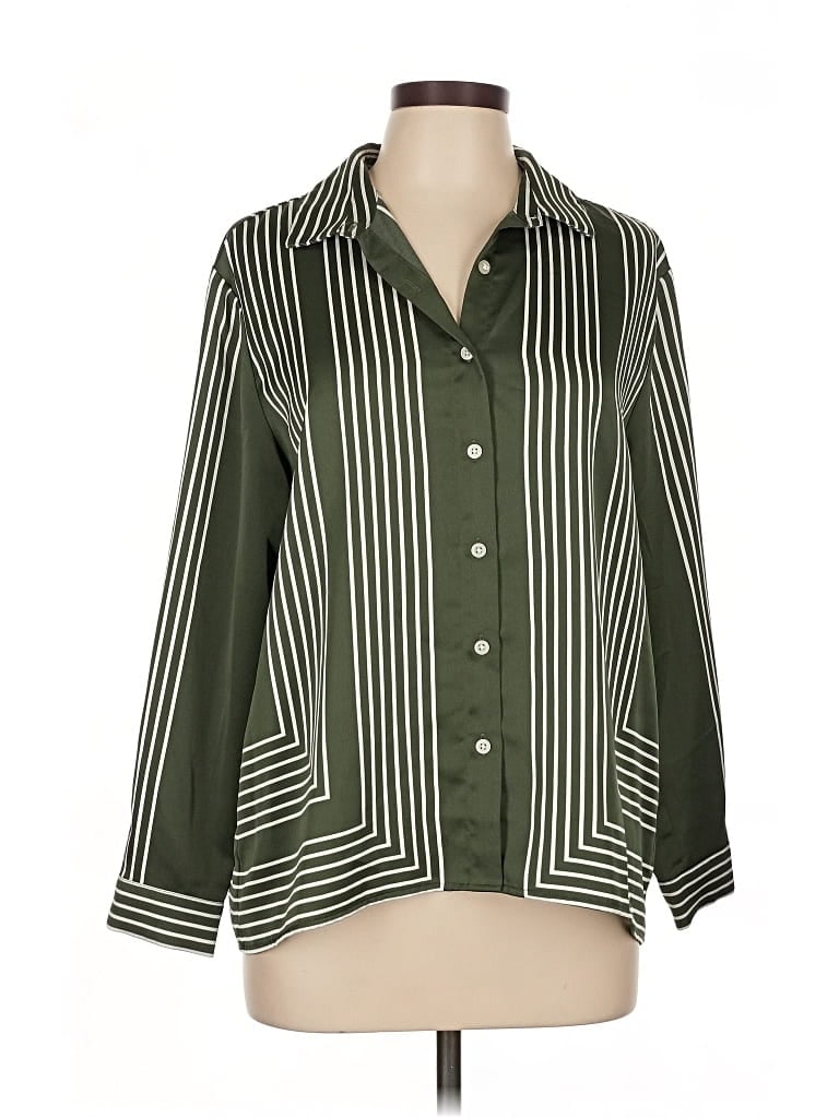 Pre-owned Ann Taylor Loft Long Sleeve Blouse In Green