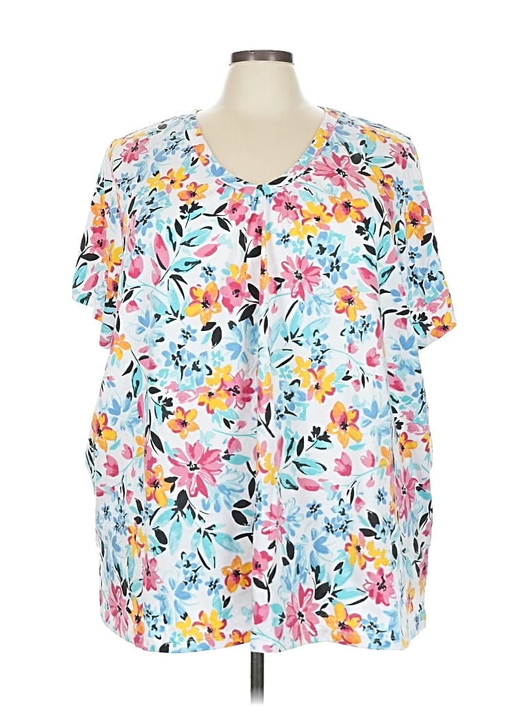 Pre-owned Woman Within Short Sleeve T-shirt In Blue