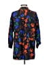 Milly 100% Silk Floral Black Blue 3/4 Sleeve Silk Top Size 2 - photo 2