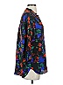 Milly 100% Silk Floral Black Blue 3/4 Sleeve Silk Top Size 2 - photo 4
