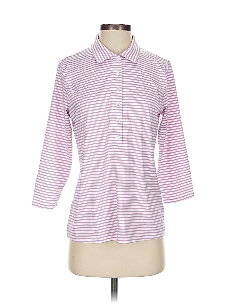 Pre-owned Lands' End Long Sleeve Polo Shirt In Purple