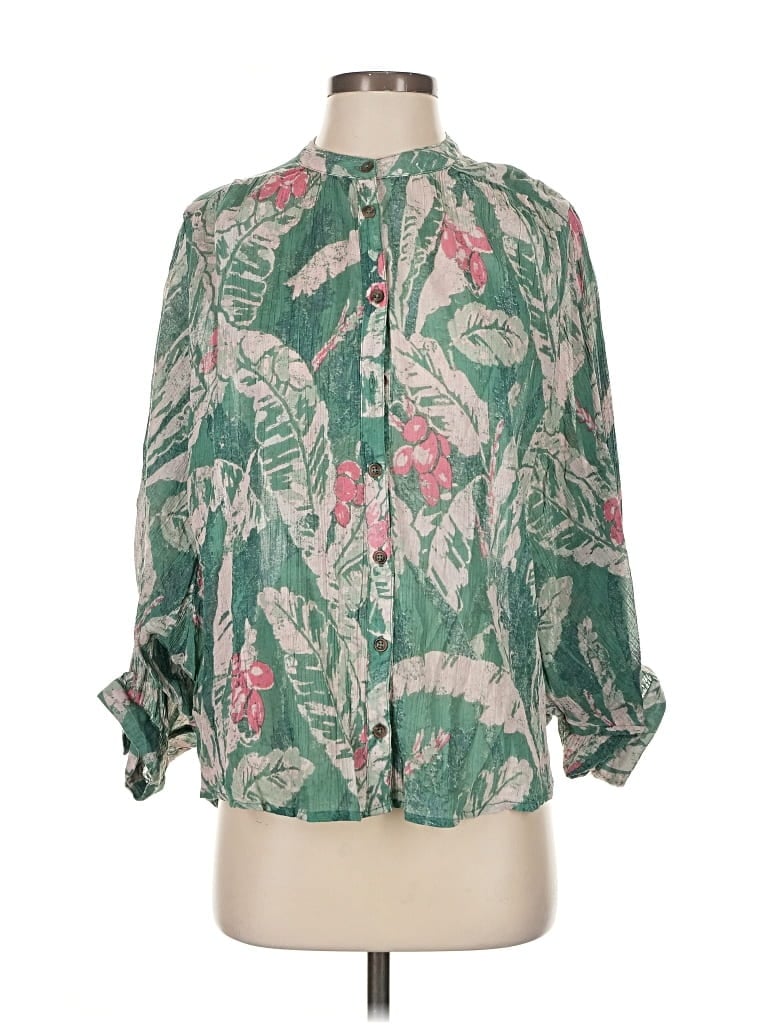 Pre-owned Pilcro 3/4 Sleeve Blouse In Green